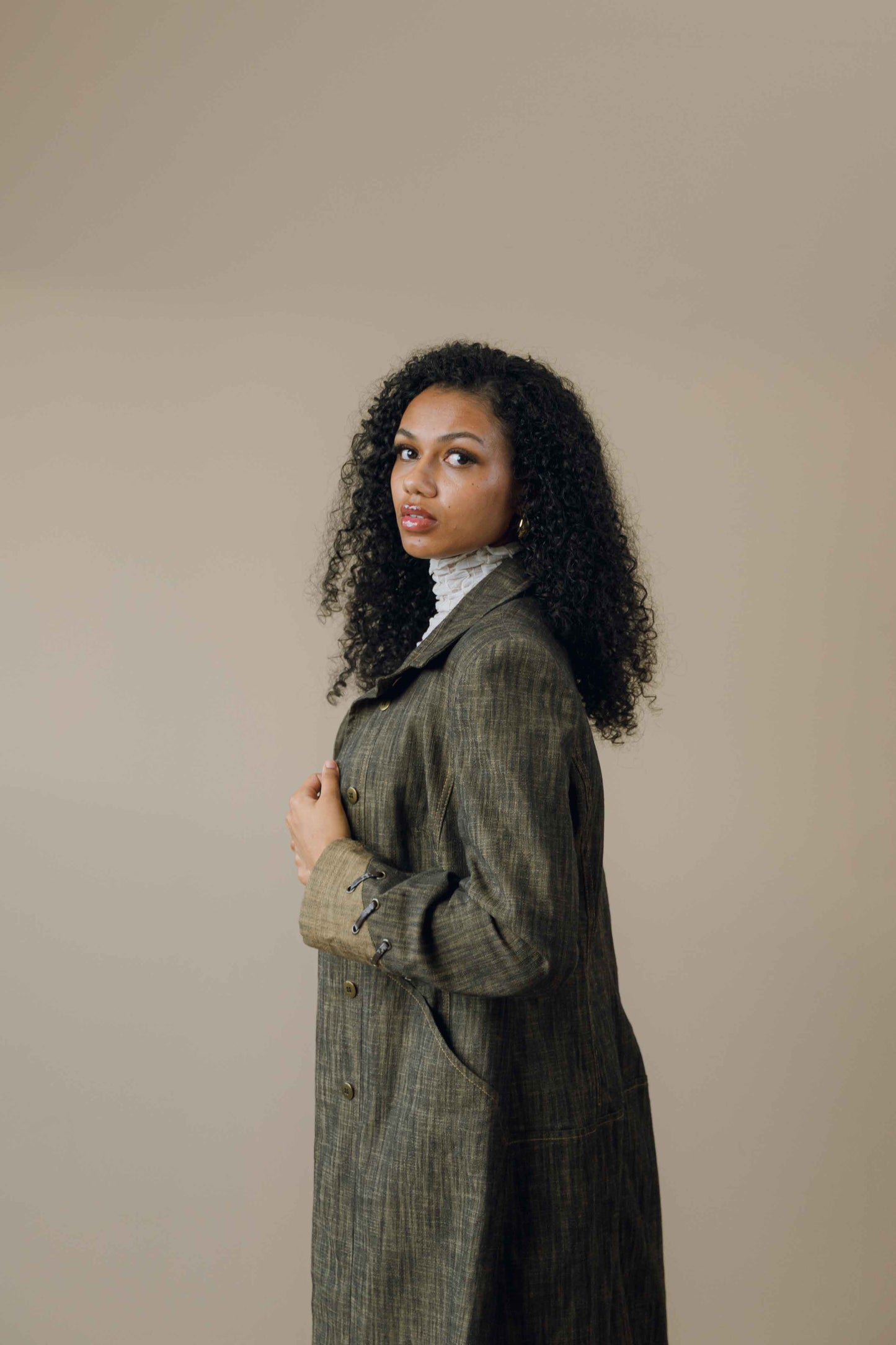 Denim trench coat