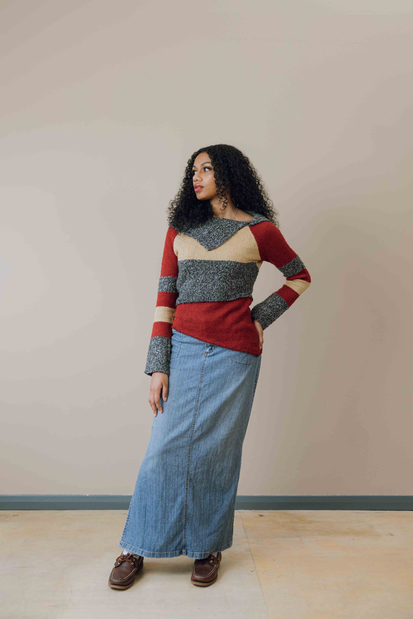 Denim maxi skirt