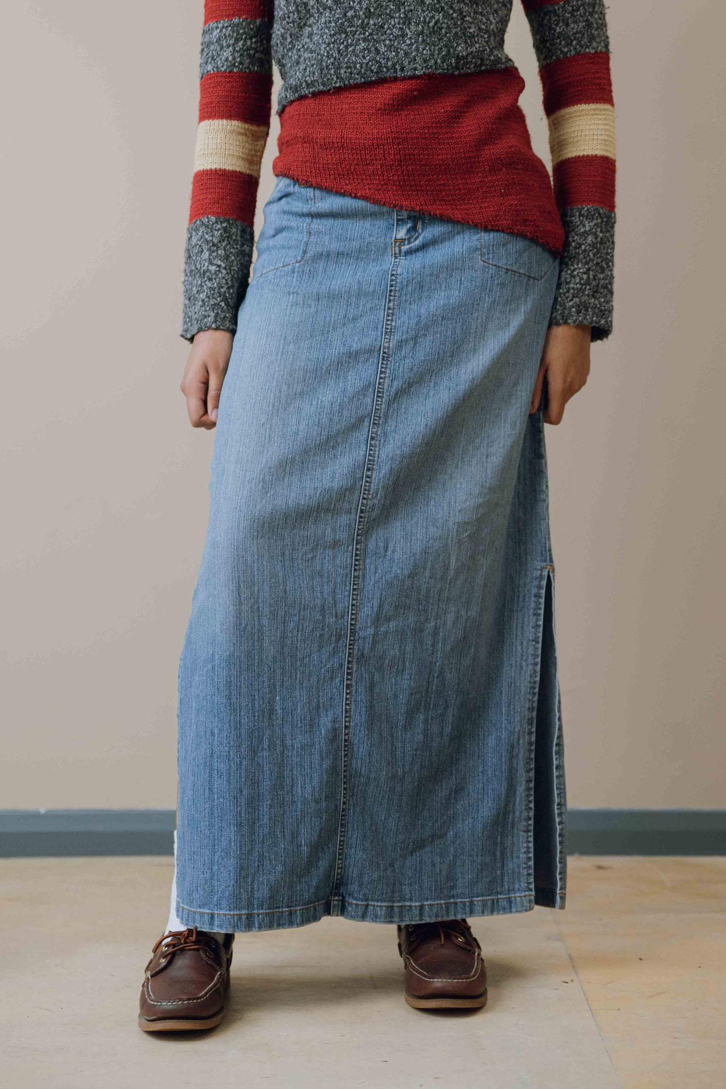 Denim maxi skirt