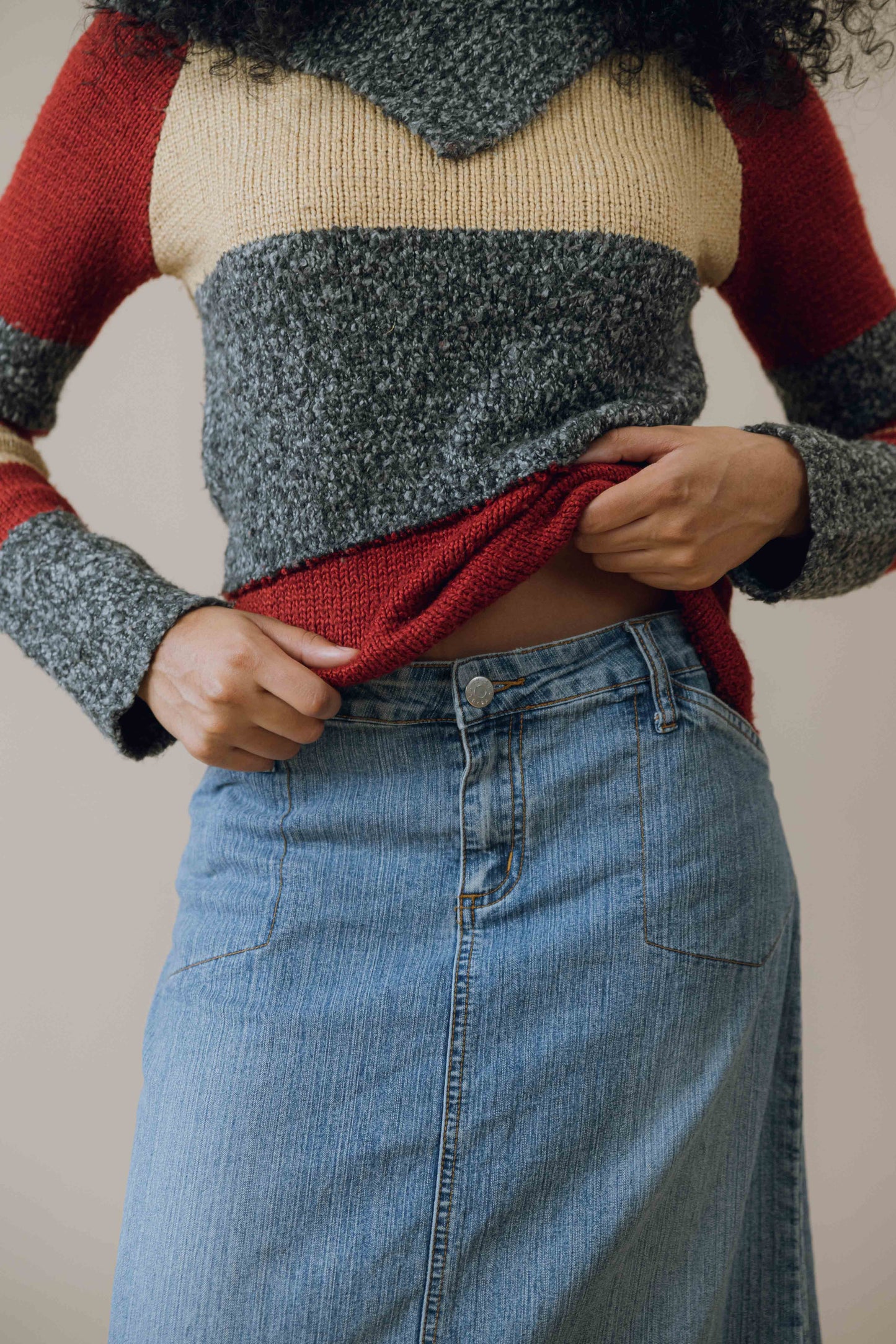 Denim maxi skirt