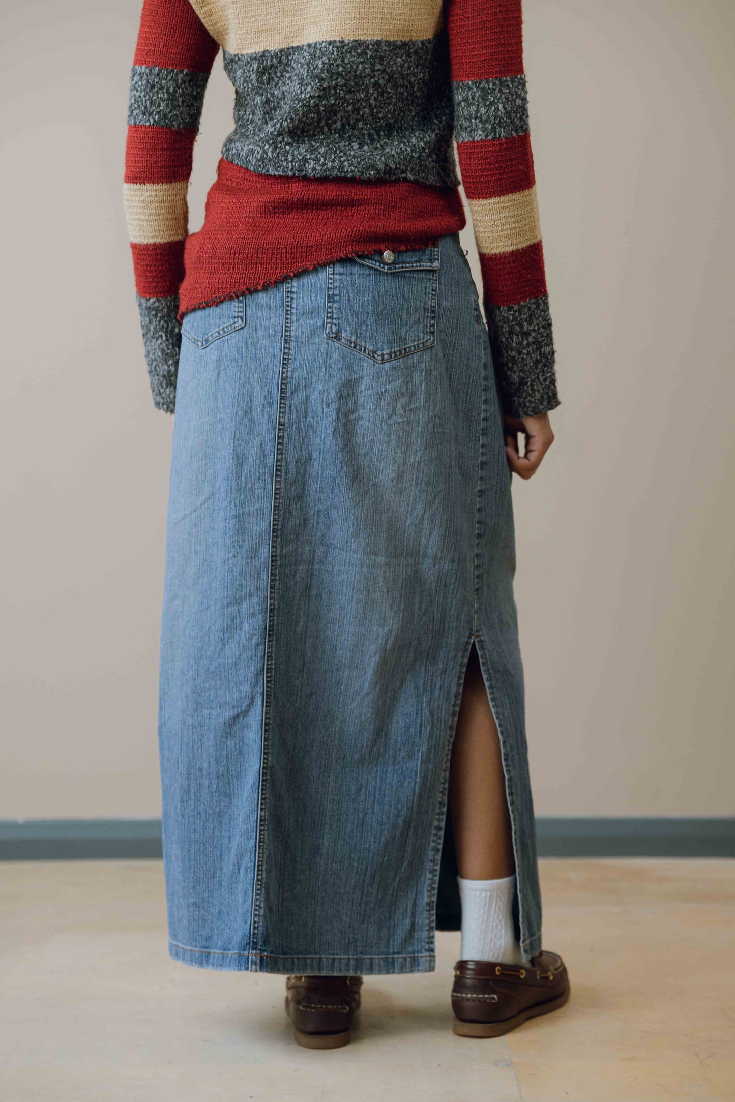 Denim maxi skirt