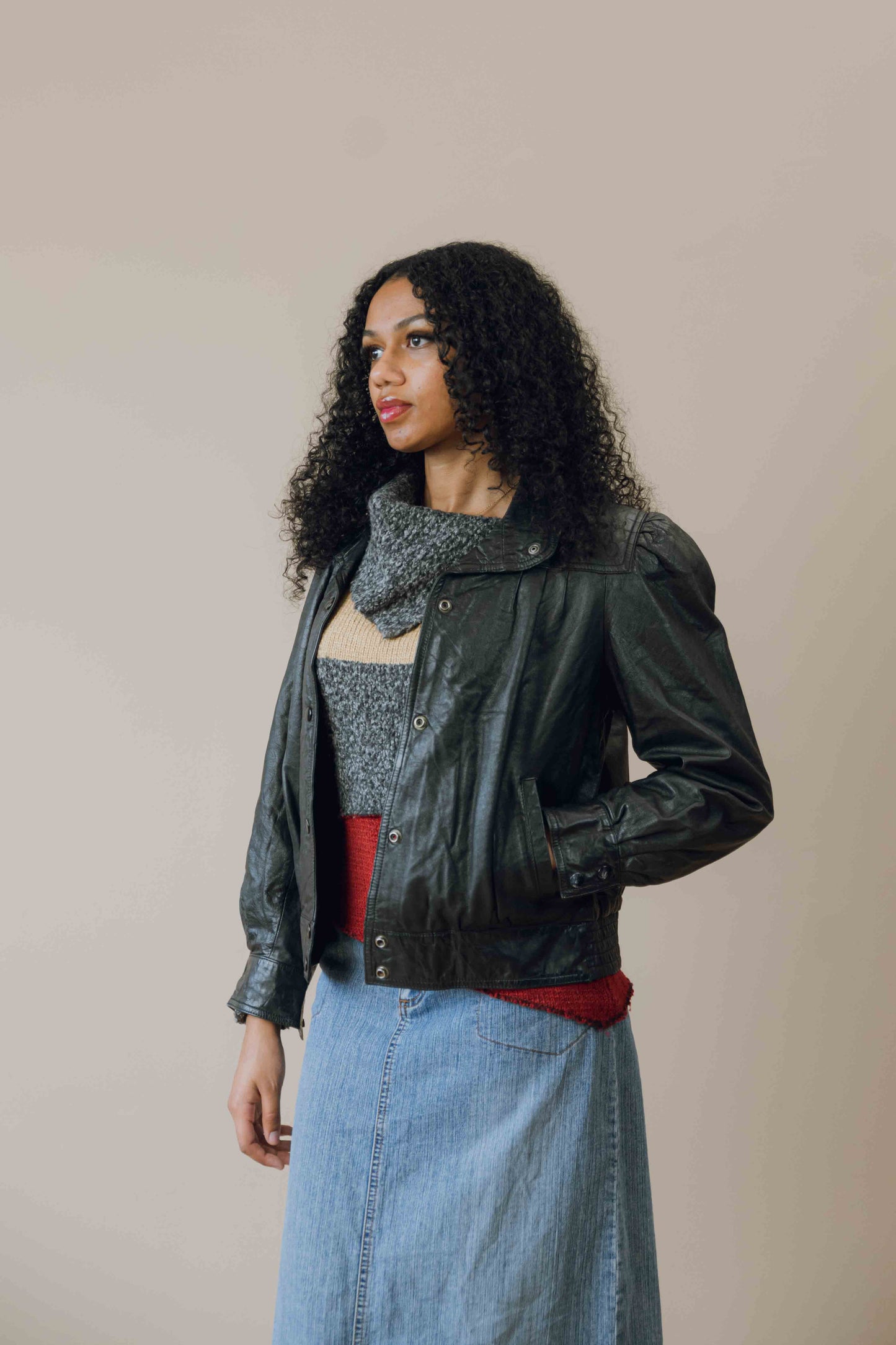 Leather bomber jacket