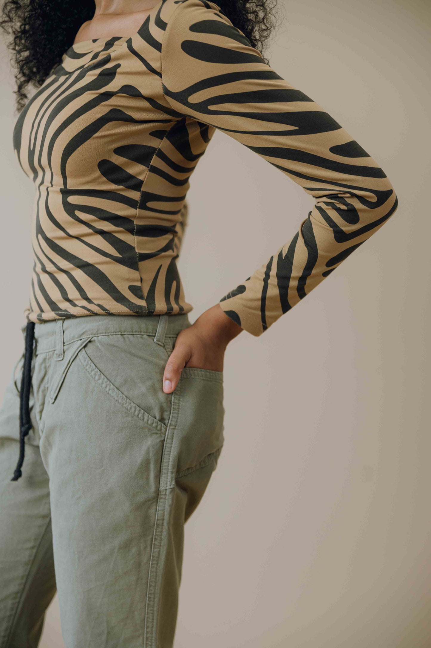 Abstract swirl print long sleeve top