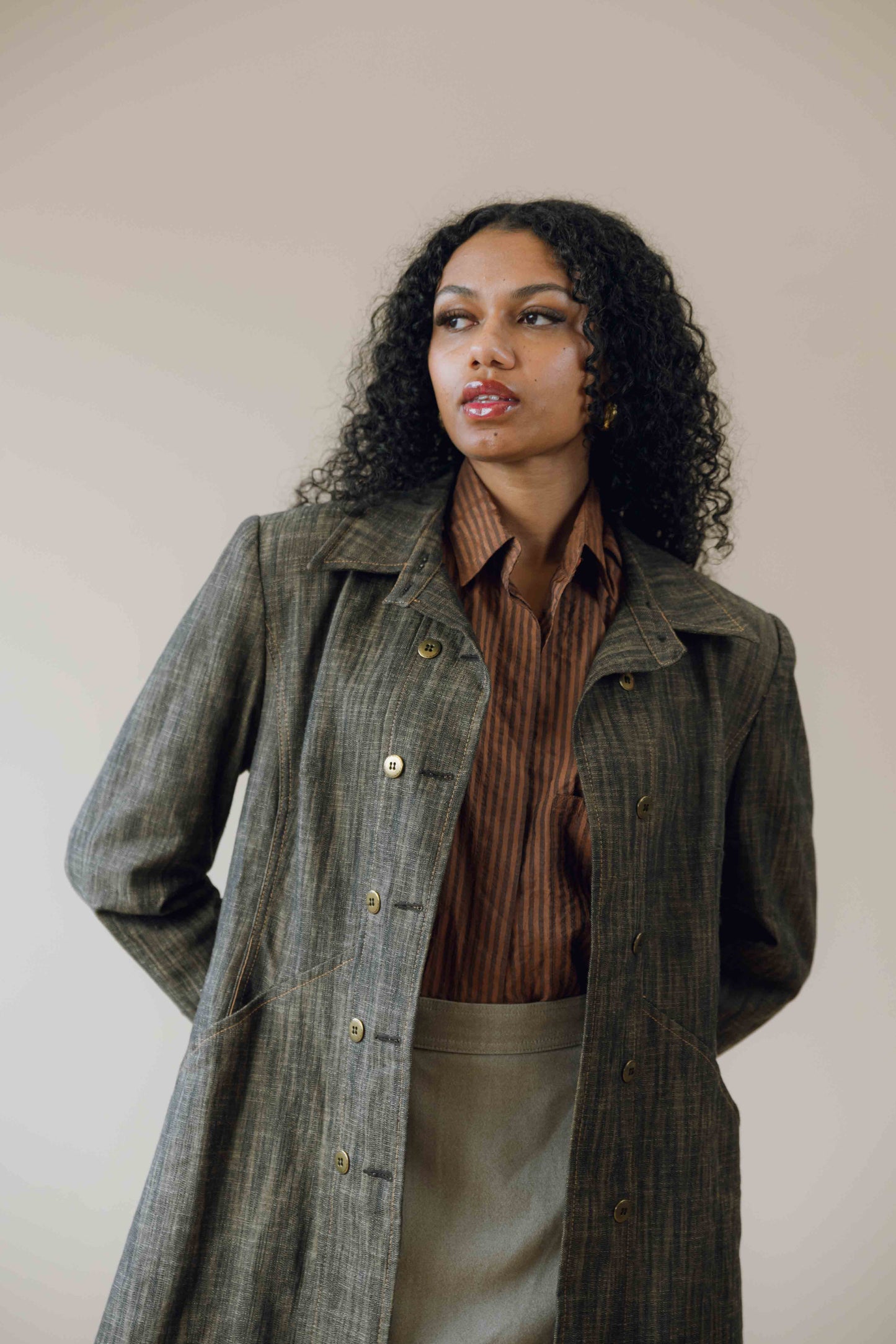 Denim trench coat