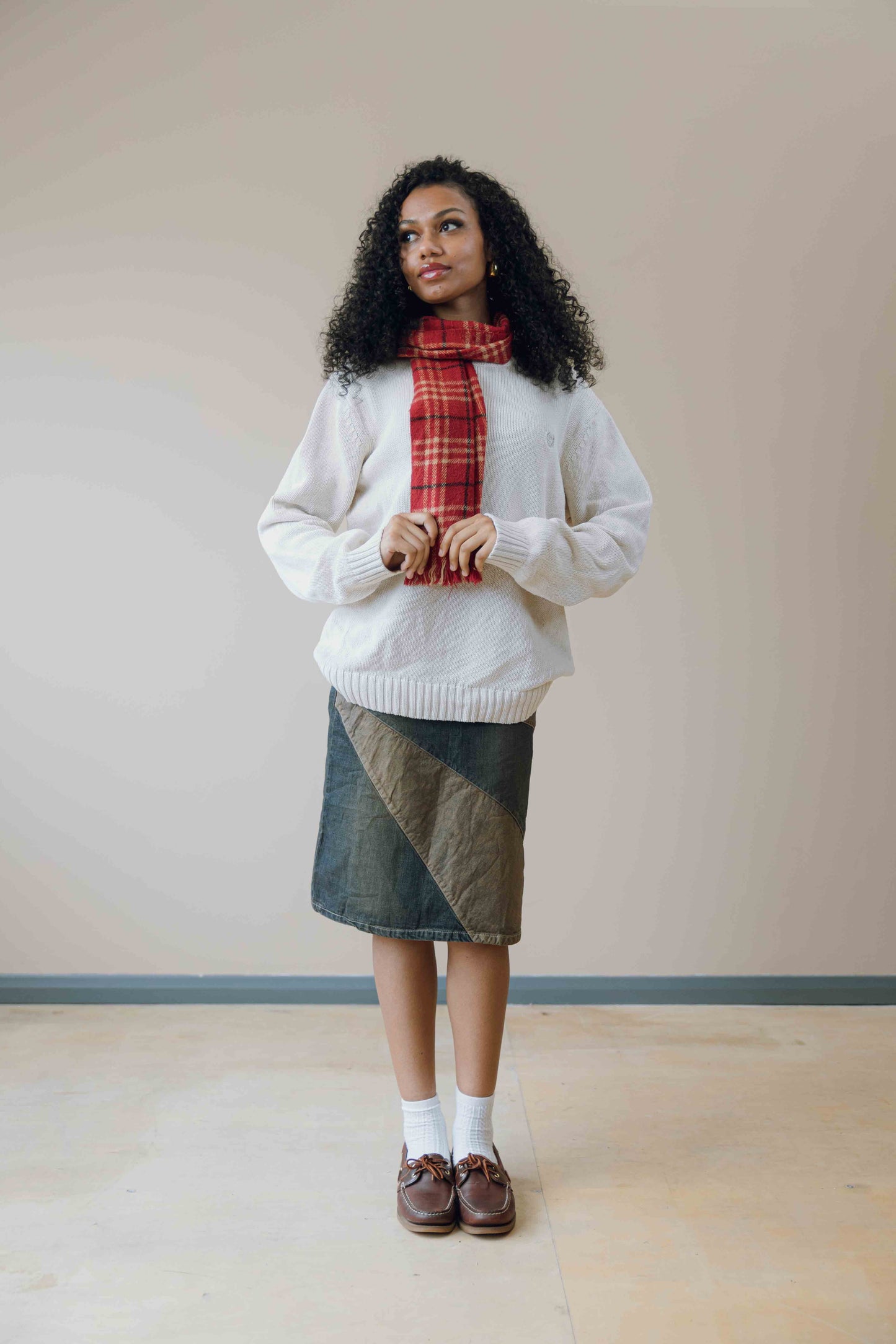 Checked wooly scarf