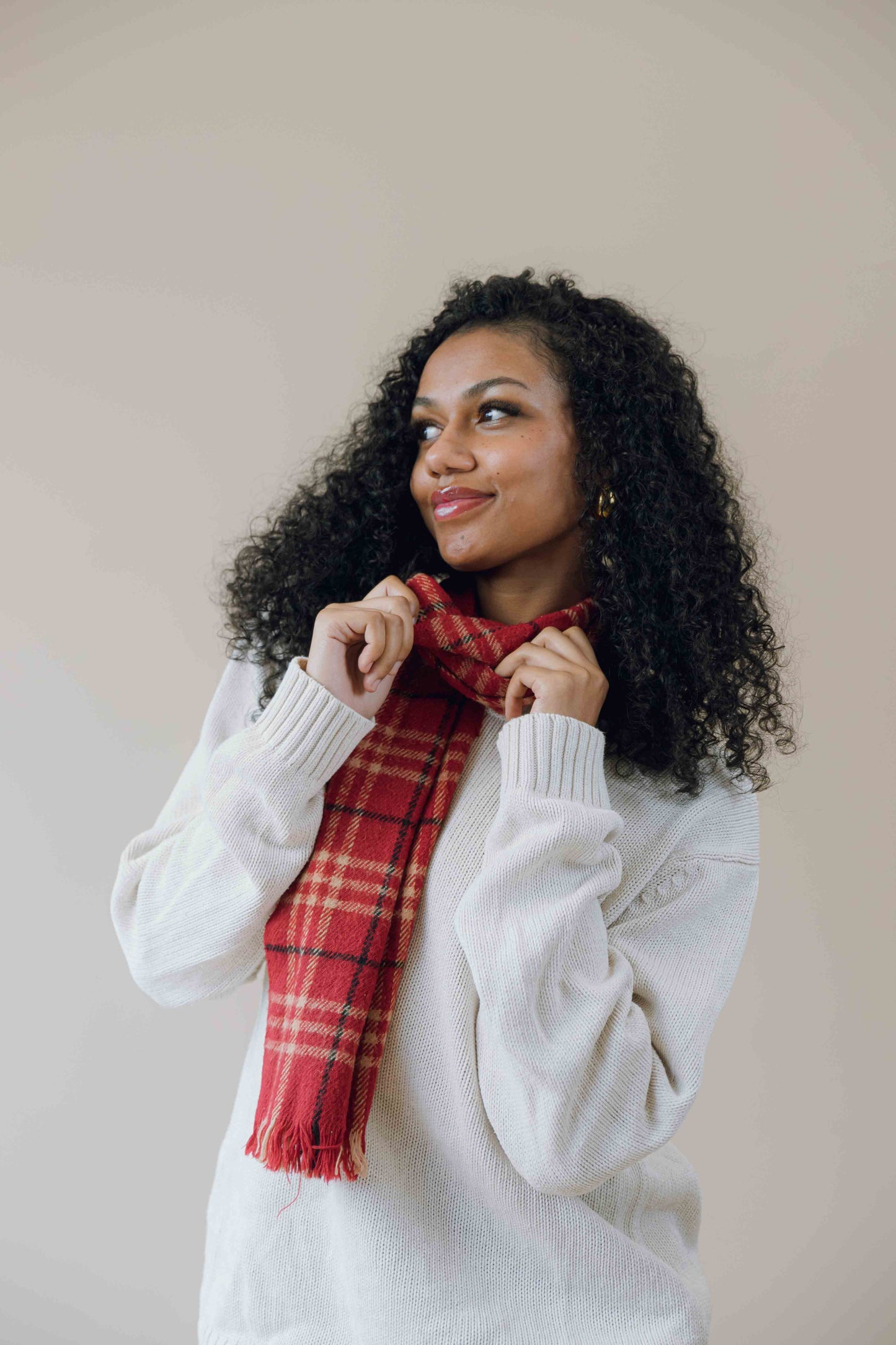 Checked wooly scarf