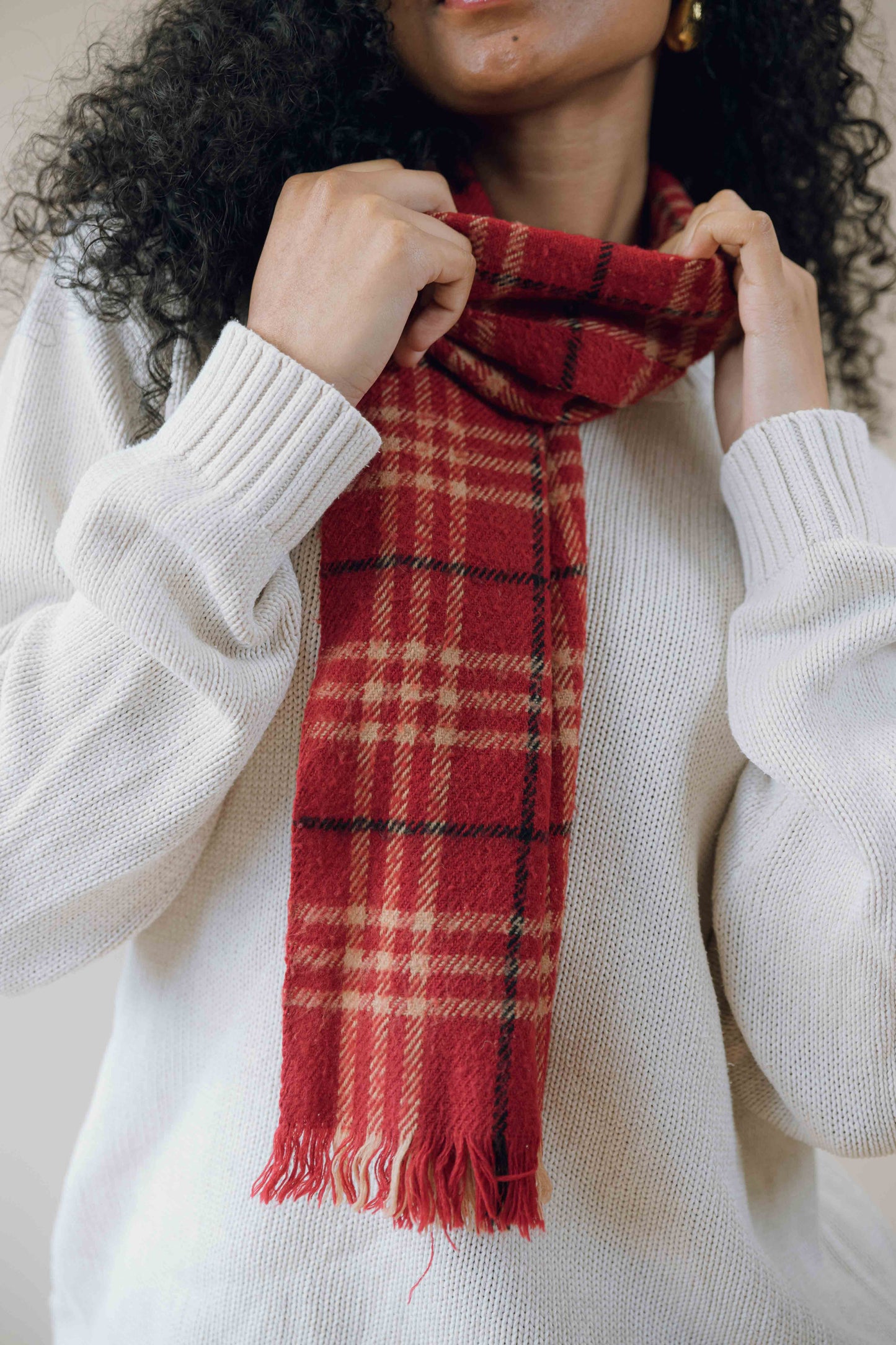 Checked wooly scarf