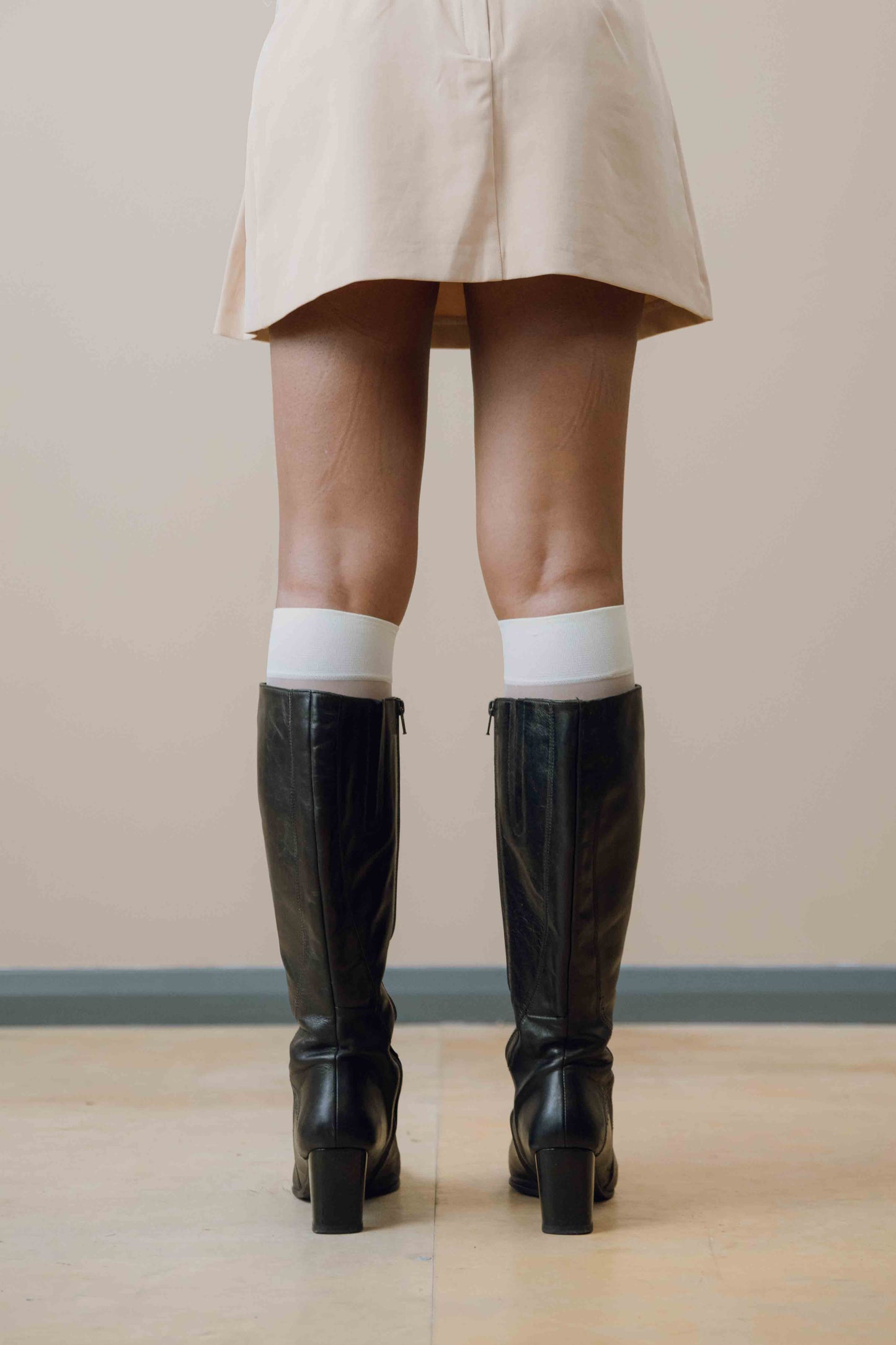 Knee high square-toed boots