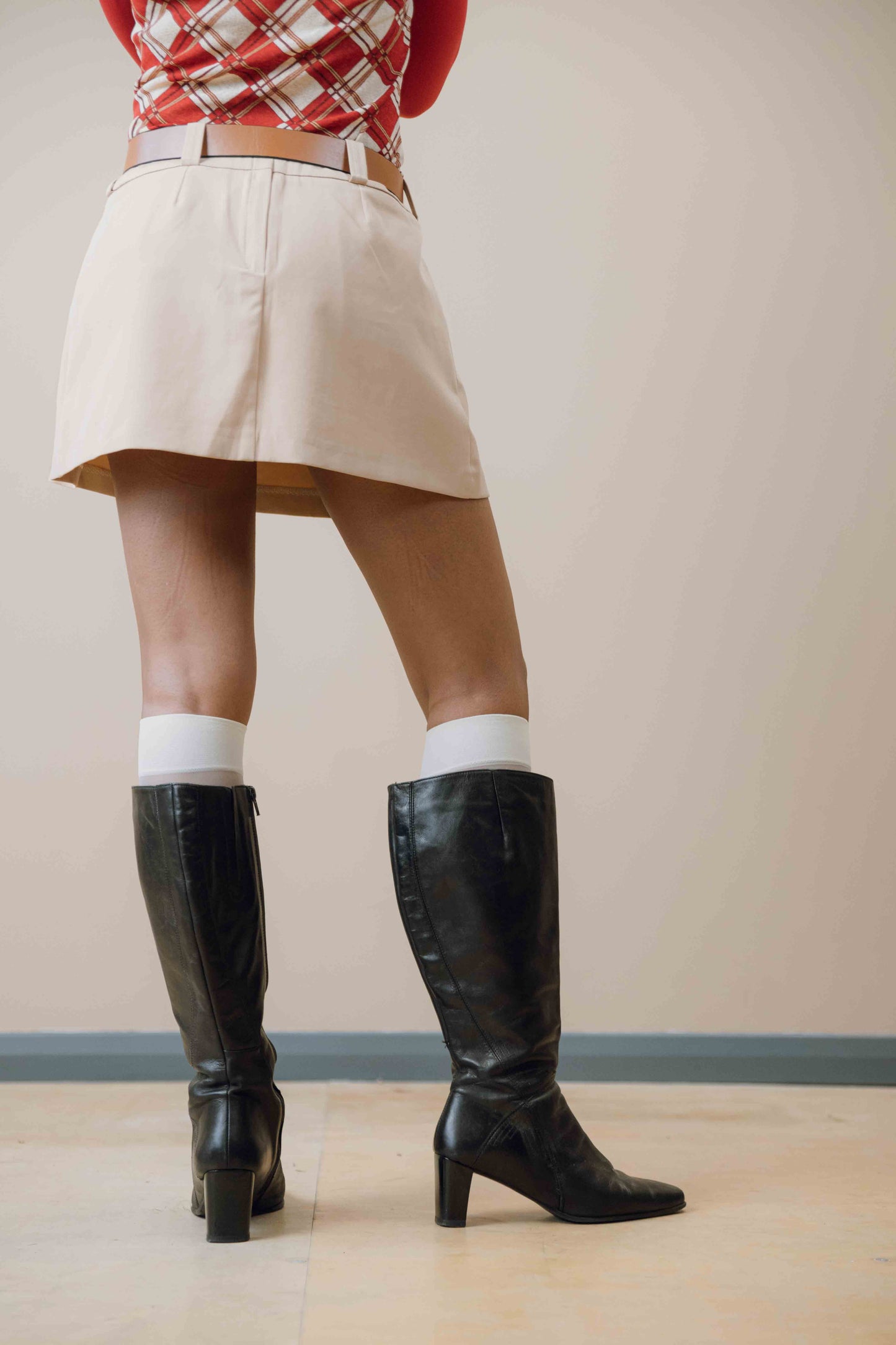 Knee high square-toed boots