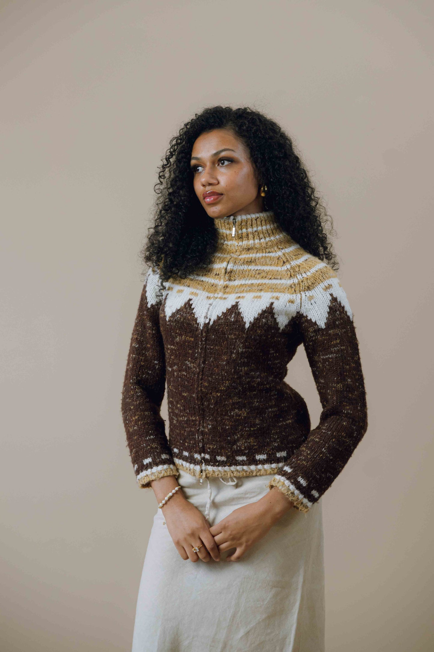 Knitted zip-up jumper