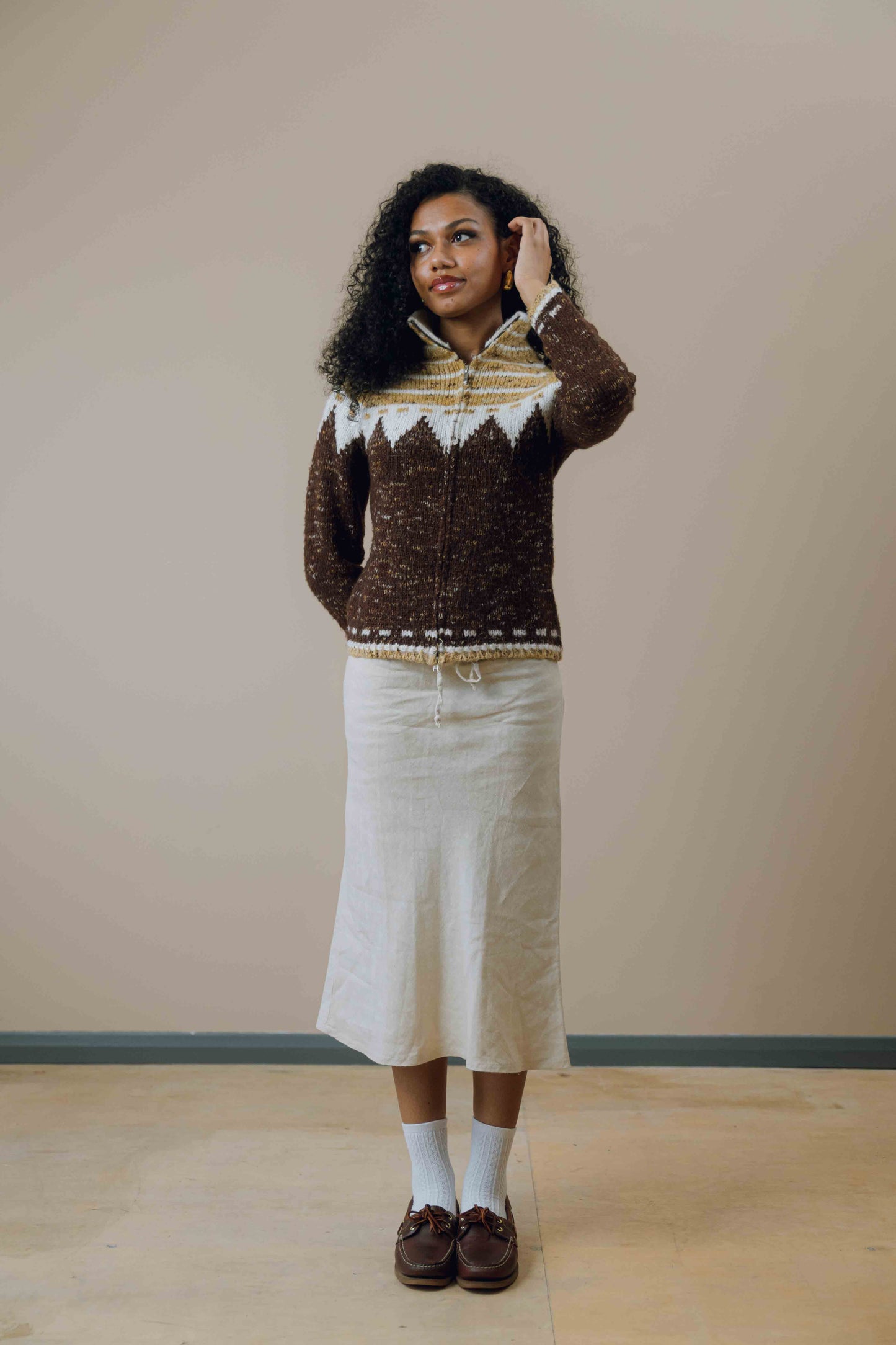 Knitted zip-up jumper
