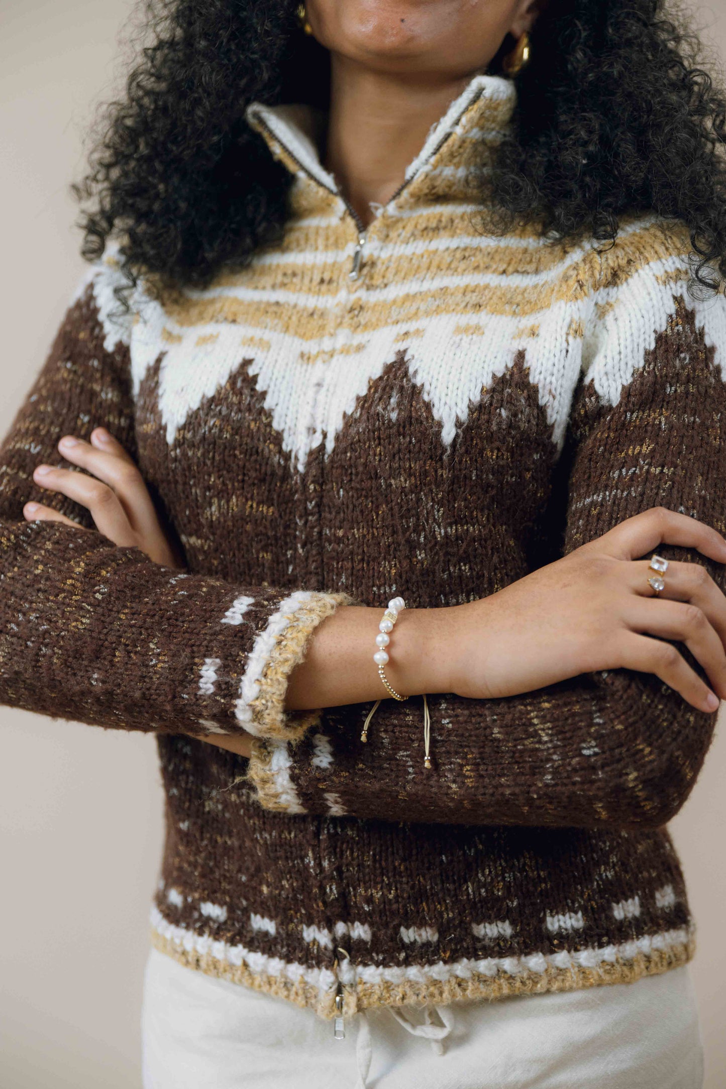 Knitted zip-up jumper