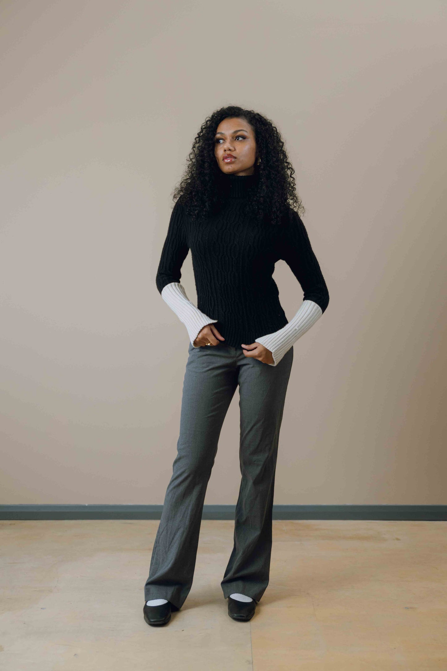 Block colour turtleneck jumper