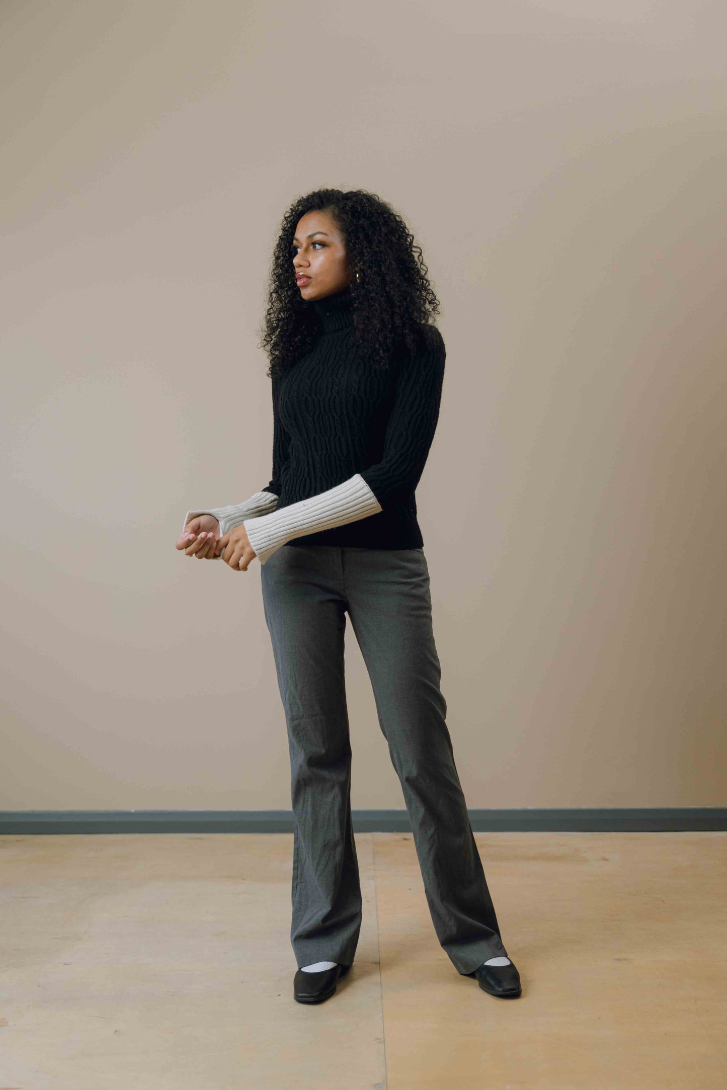 Low rise bootcut tailored trousers