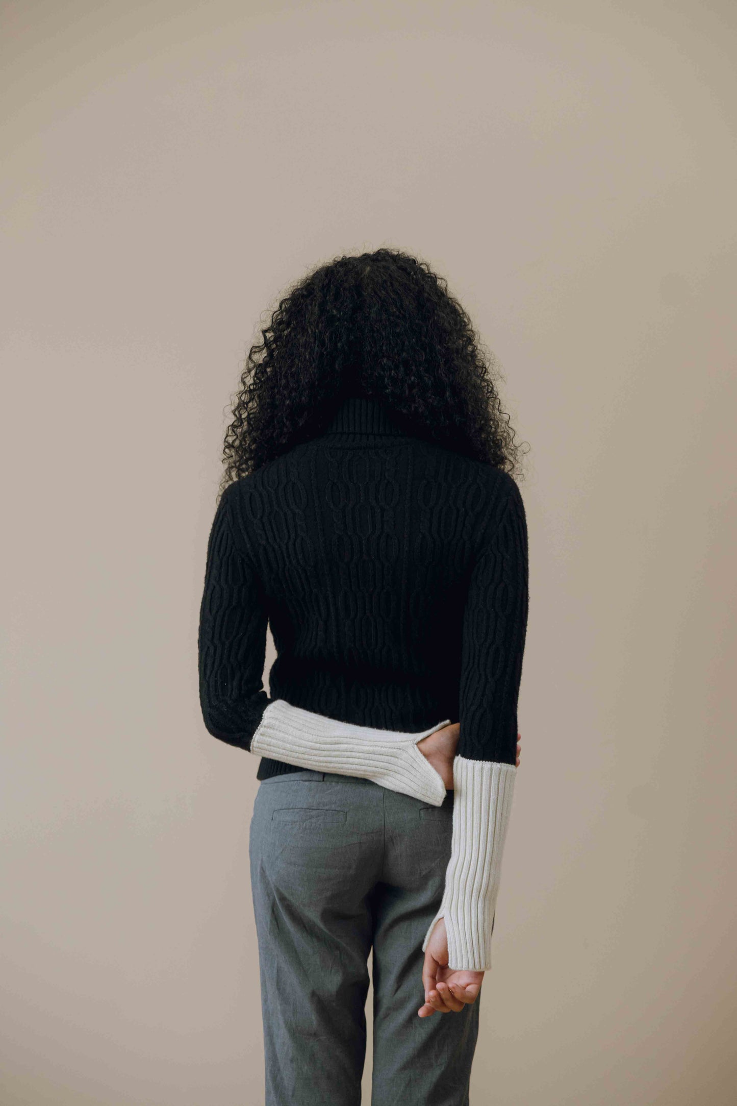 Block colour turtleneck jumper