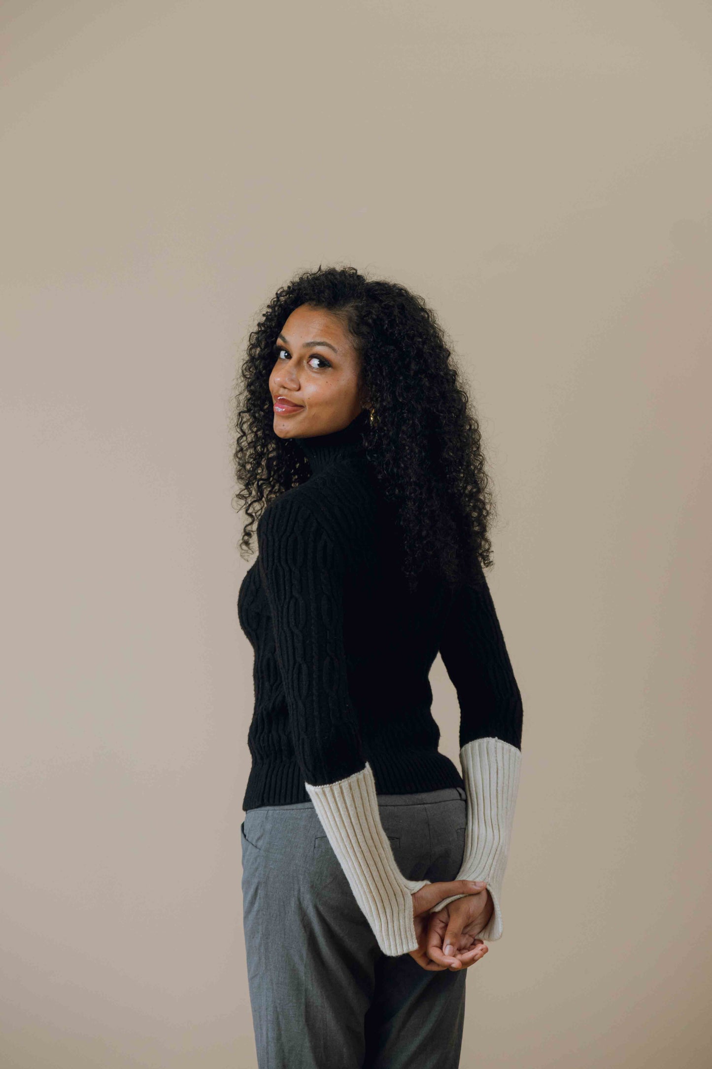 Block colour turtleneck jumper