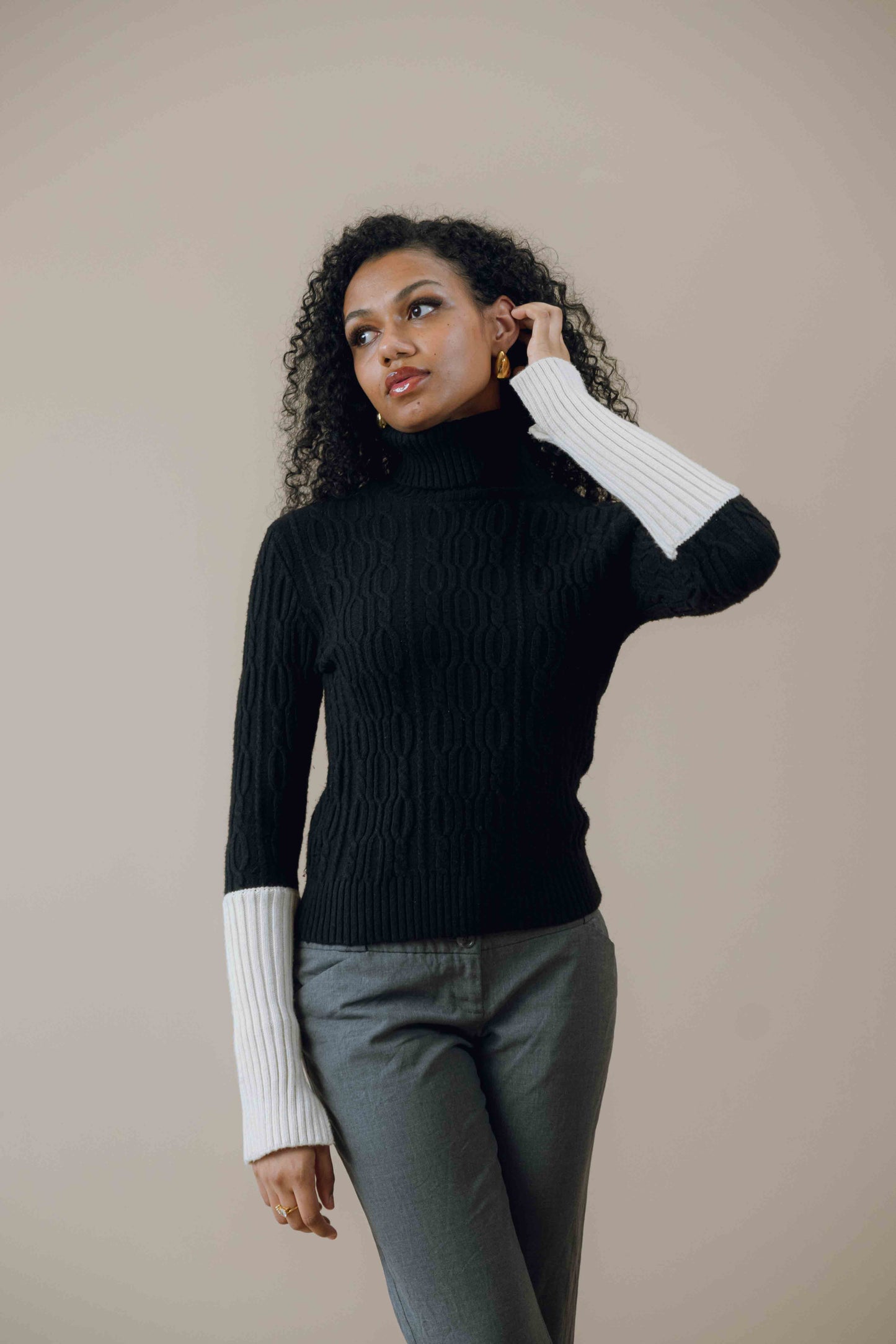 Block colour turtleneck jumper