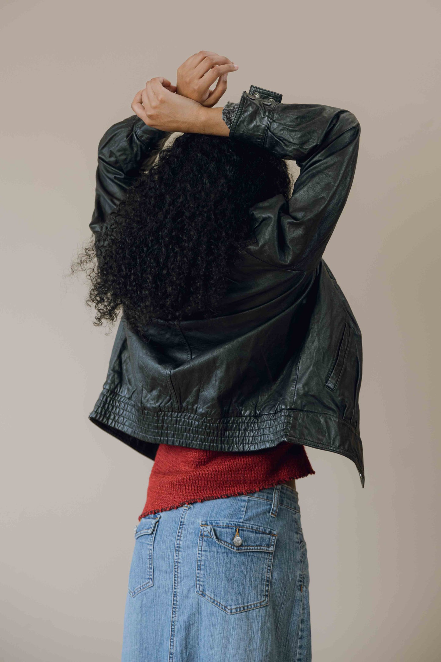 Leather bomber jacket