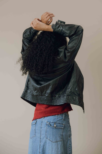 Leather bomber jacket