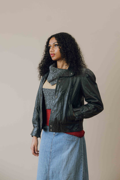 Leather bomber jacket