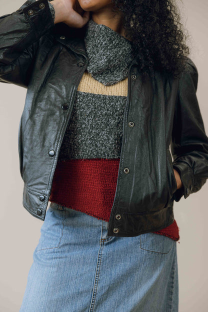 Leather bomber jacket