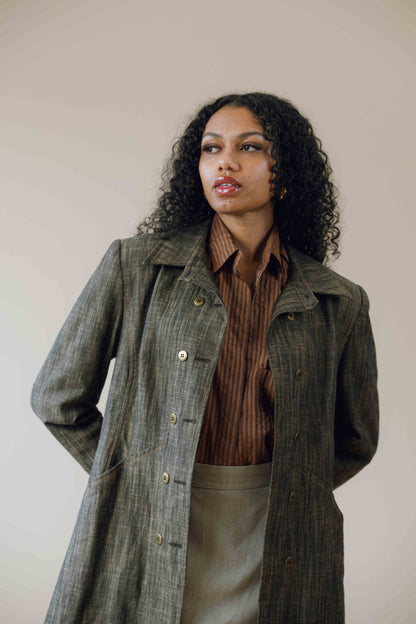 Denim trench coat