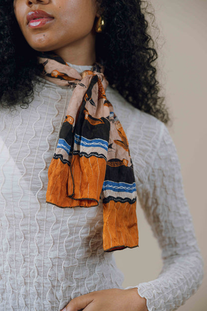 Floral print satin scarf