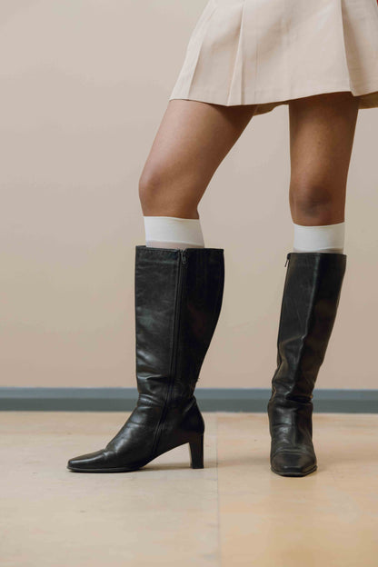 Knee high square-toed boots