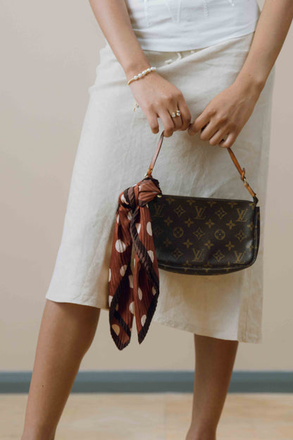 Polka dot print satin scarf