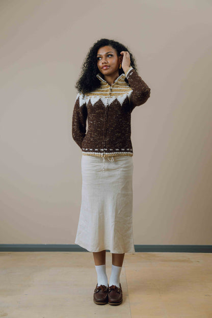 Knitted zip-up jumper