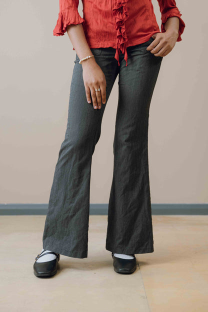 Low rise pinstripe trousers